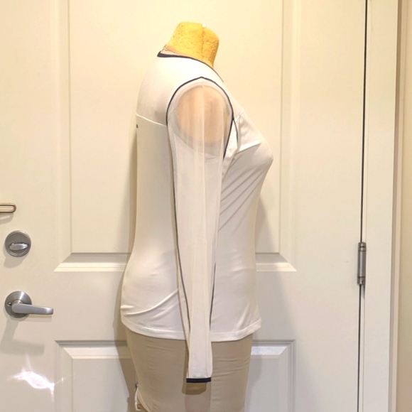 EUC Vintage 90s Fila XL Sheer Panel White Stretch Top with Black Piping - Picture 2 of 7